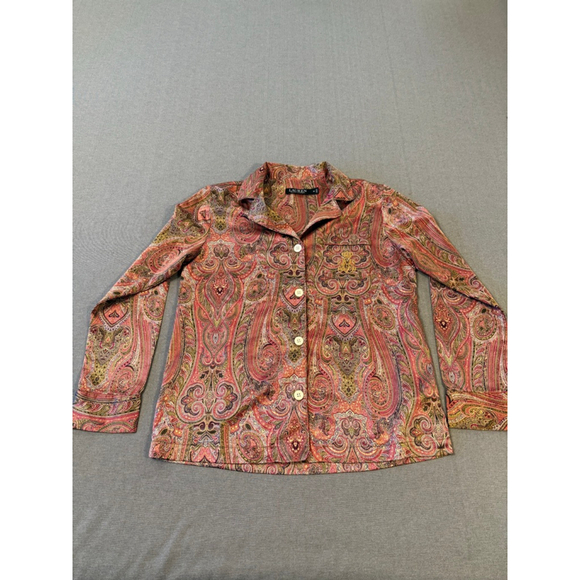 Lauren Ralph Lauren women's paisley sateen pajama top Size XS - Picture 5 of 8